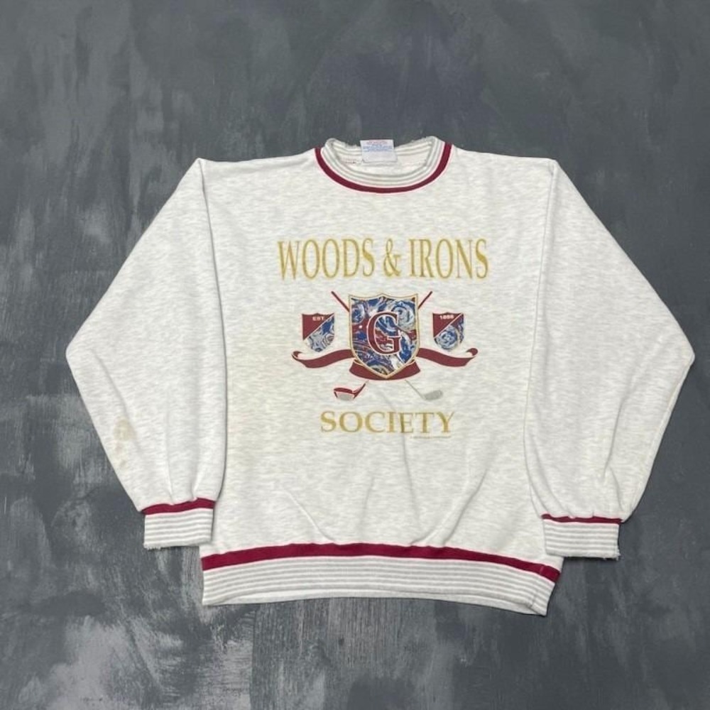 Vintage Golf Emblem Sweatshirt Men Medium Grey 1990s Crable Sportswear